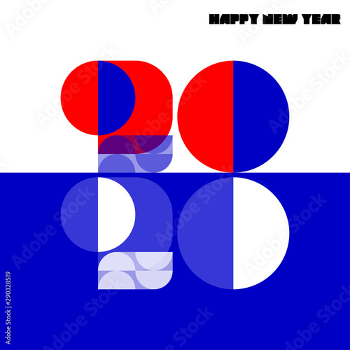 Happy New Year 2020 greeting card with stylish numbers. Elegant vector illustration in retro style for web design, holiday calendar, book or brochure cover