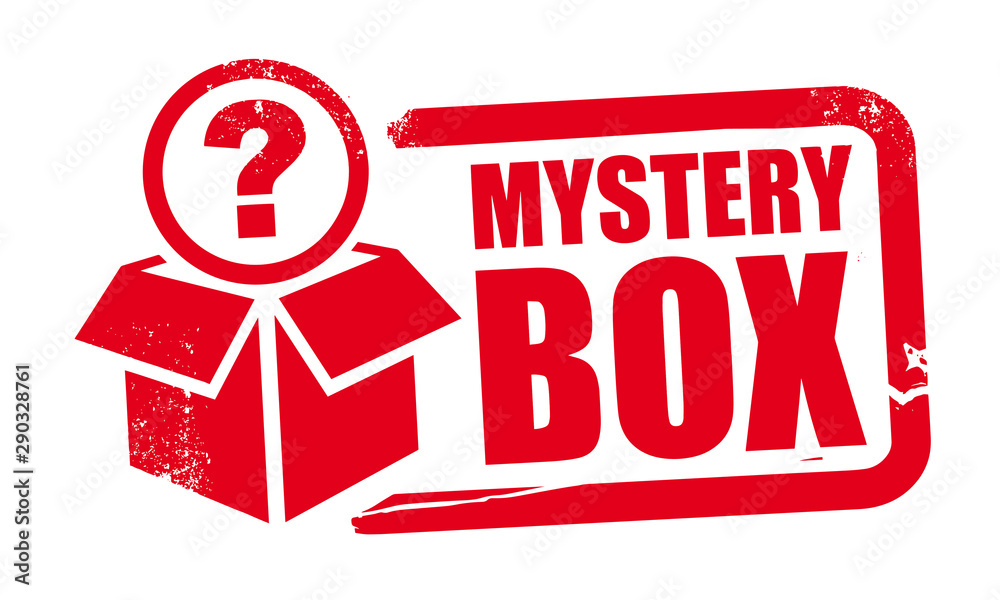 mystery box rubber stamp template with question mark Stock Vector