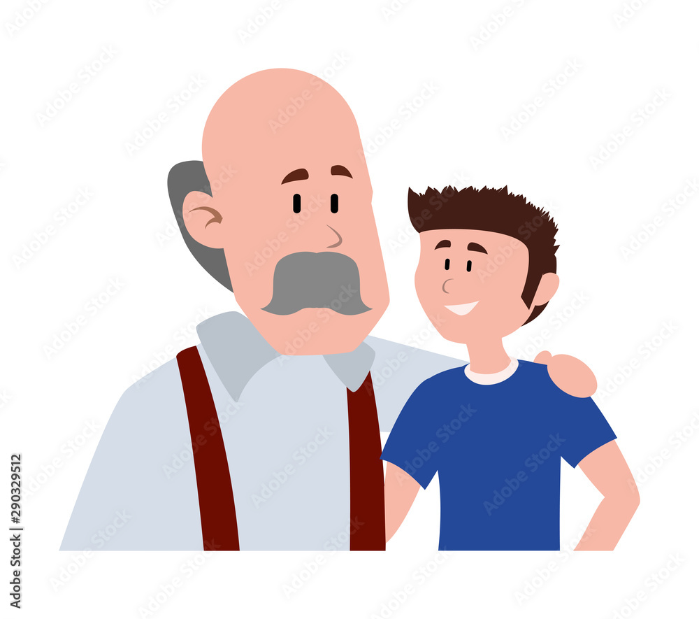 Fototapeta premium father with his son smiling avatar character vector illustration