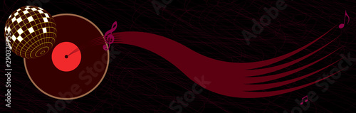 DJ banner.Abstract disko ball