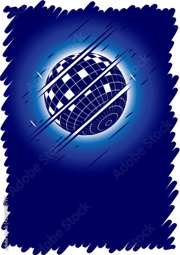 Night club poster.Abstract disko ball