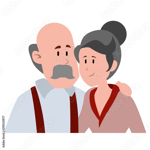 old man bald with mustache avatar character vector illustration