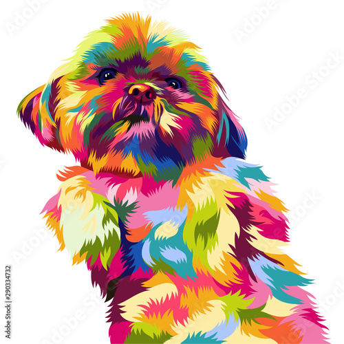 Cute and funny dog vector pop art full colours