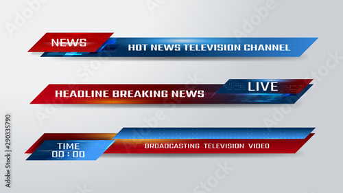 Graphic set of Broadcast News Lower Thirds Banner for Television, Video and Media Channel