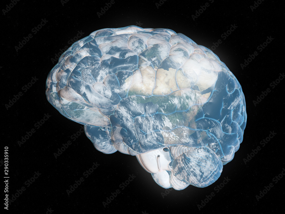3d rendered abstract illustration of a brain planet 3d rendered abstract illustration of a brain planet