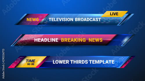 Graphic set of Broadcast News Lower Thirds Banner for Television, Video and Media Channel