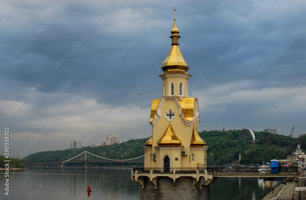 the orthodox church on the river in kyiv