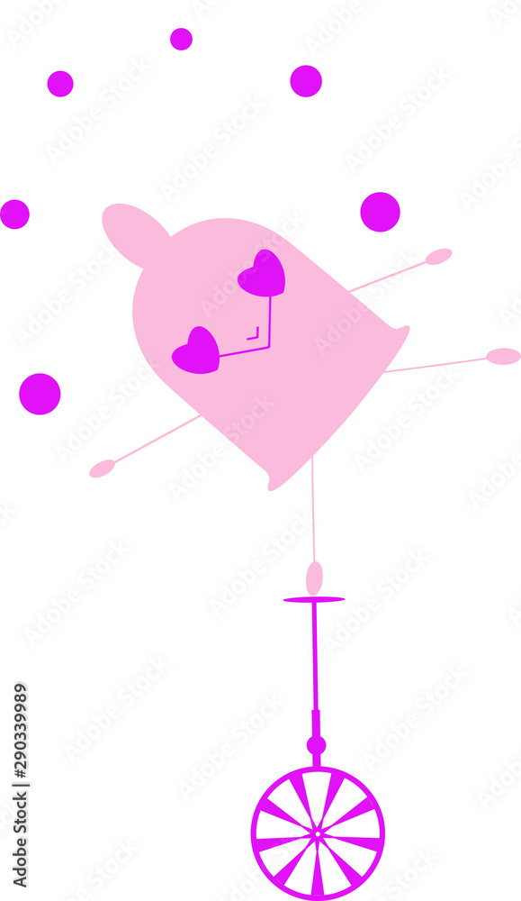 Funny little condom on the unicycle juggles the balls illustration. Smiling pink little condom balances on the unicycle and juggles the balls isolated on white Funny little condom on the unicycle juggles the balls illustration. Smiling pink little condom balances on the unicycle and juggles the balls isolated on white