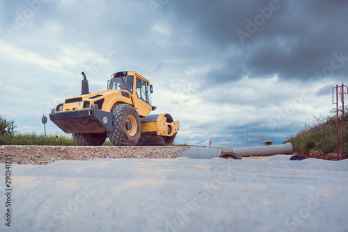 Bulldozer working on sewer construction
