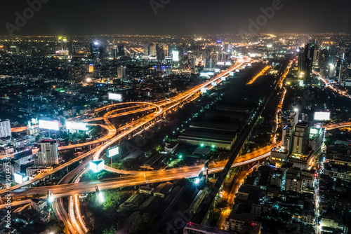 High view night scene of Bangkok, Thailand
