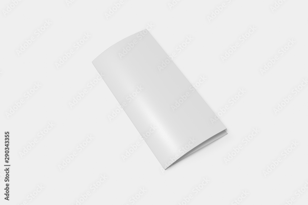 Tri fold booklet mockup closed on a white background. 3D rendering Tri fold booklet mockup closed on a white background. 3D rendering