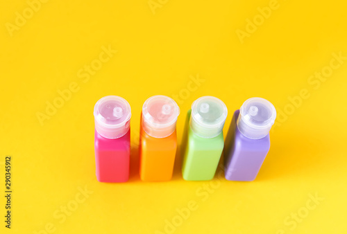 Colorful plastic travel bottle set