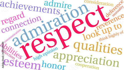 Respect word cloud on a white background. 
