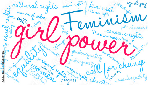 Girl Power Word Cloud on a white background. 