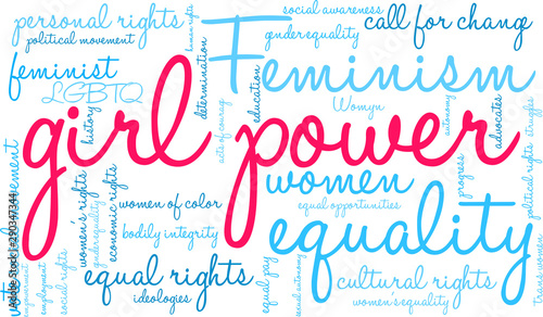 Girl Power Word Cloud on a white background. 