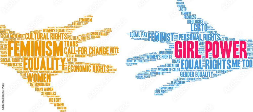 Girl Power Word Cloud on a white background. 