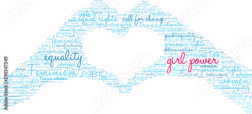 Girl Power Word Cloud on a white background. 