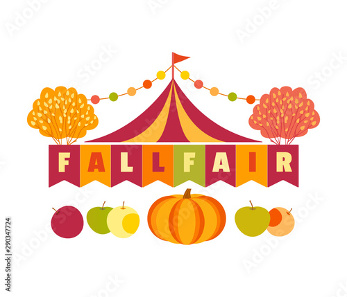 Hand drawn Fall Fair flat color vector headline