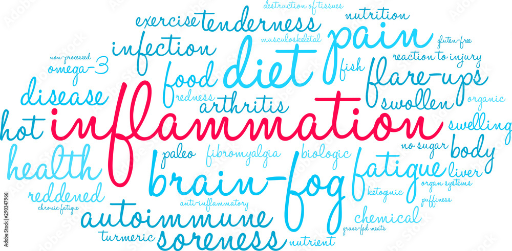 Inflammation Word Cloud on a white background. Inflammation Word Cloud on a white background.