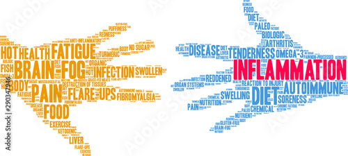 Inflammation Word Cloud on a white background. 