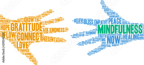 Mindfulness Word Cloud on a white background. 