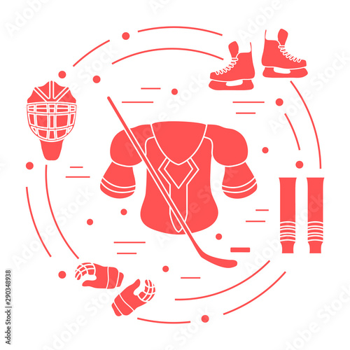 Hockey equipment. Winter sports elements.