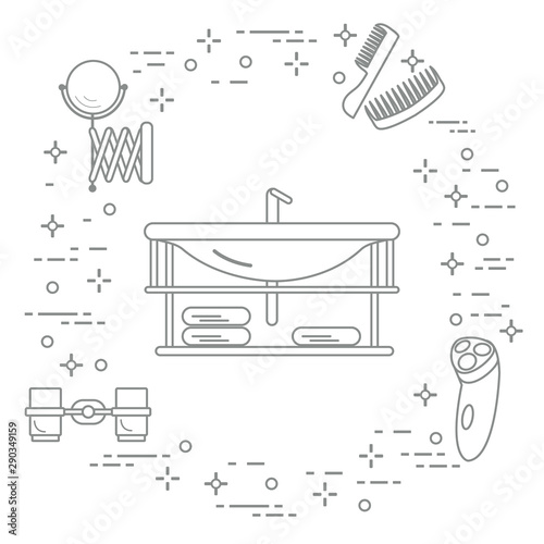 Bathroom: washbasin, razor, mirror and other.