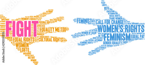 Fight Women's Rights Word Cloud on a white background. 