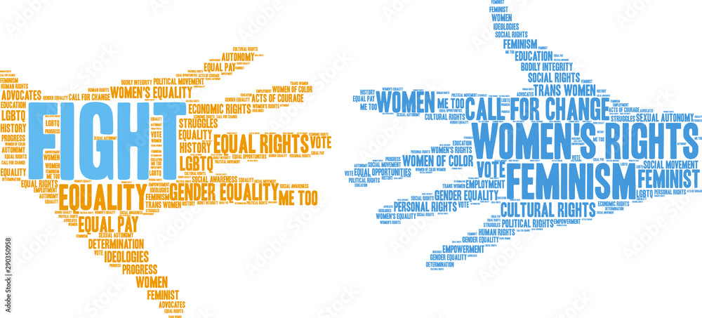 Fight Women's Rights Word Cloud on a white background. 