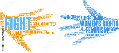 Fight Women's Rights Word Cloud on a white background. 