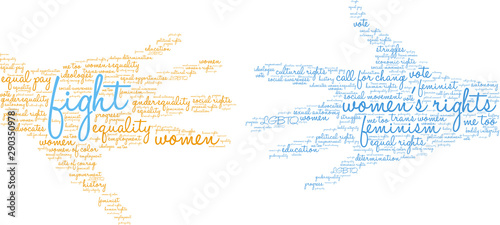 Fight Women's Rights Word Cloud on a white background. 