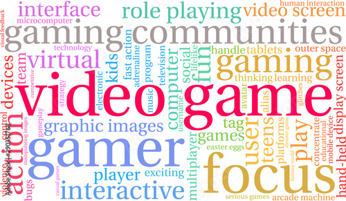 Video Game Word Cloud on a white background. 