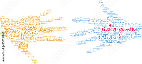 Video Game Word Cloud on a white background. 