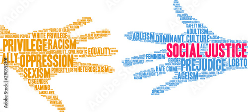 Social Justice Word Cloud on a white background.