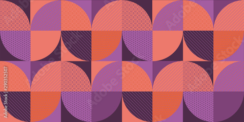 Retro purple and coral geometric seamless pattern