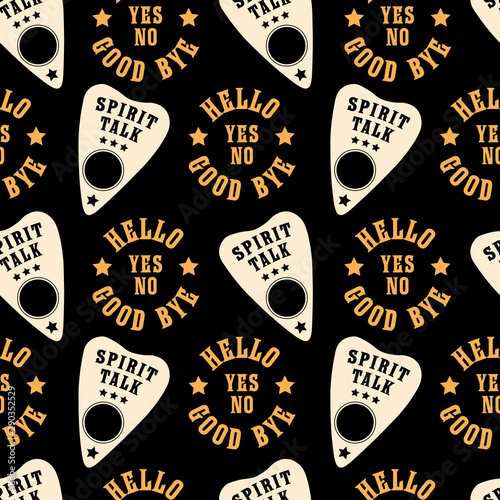 Ouija board. creepy vector seamless background. spiritual board illustration. Happy Halloween