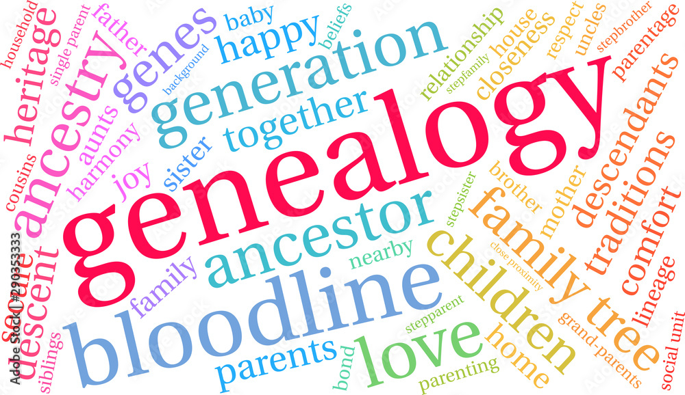 Genealogy Word Cloud on a white background. Genealogy Word Cloud on a white background.