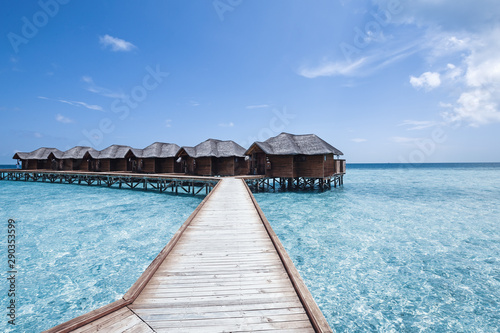 Water bungalows at maldivian island