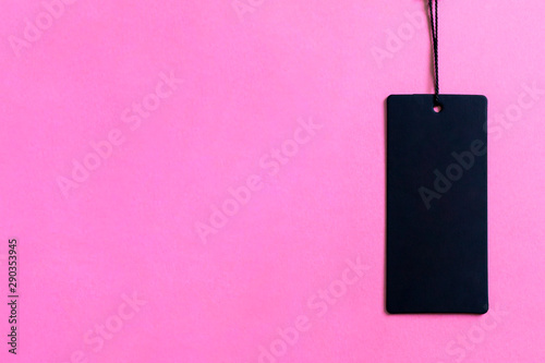 Black Friday concept. Black Friday sale tag on pink