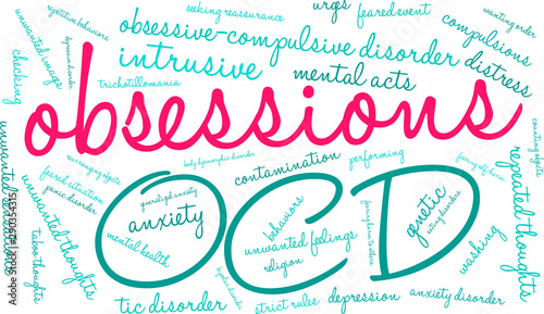 Obsessions Word Cloud on a white background. 