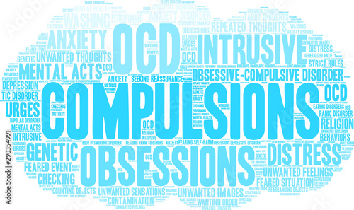 Compulsions Word Cloud on a white background. 