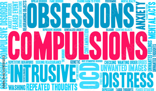 Compulsions Word Cloud on a white background. 