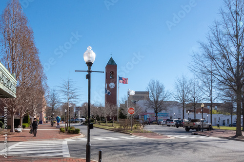 Spartanburg, USA - February 25, 2019: View of the city center of Spartanburg, USA.