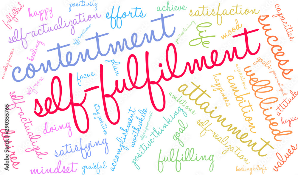 Self-Fulfilment Word Cloud on a white background. Self-Fulfilment Word Cloud on a white background.