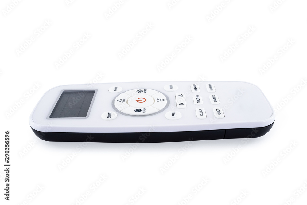 White remote control for air conditioning. Remote on white background White remote control for air conditioning. Remote on white background