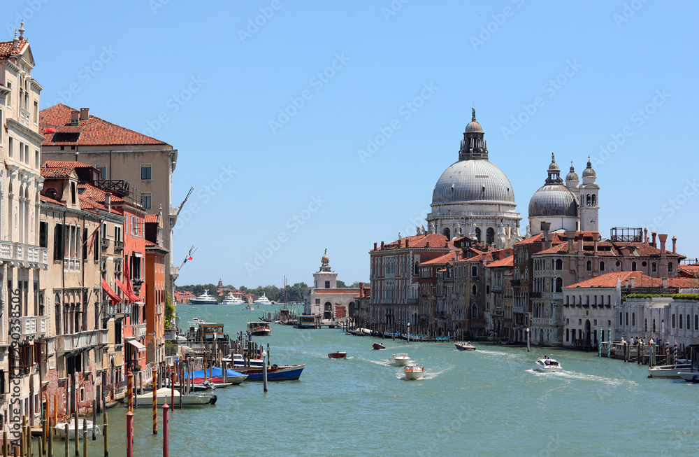 typical view of Venice in Italy with the Grand Canal which is th