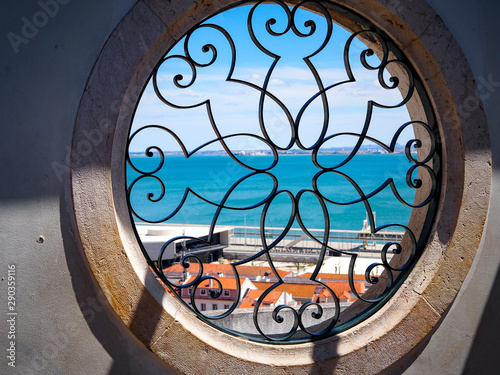 Sea view through a circular window