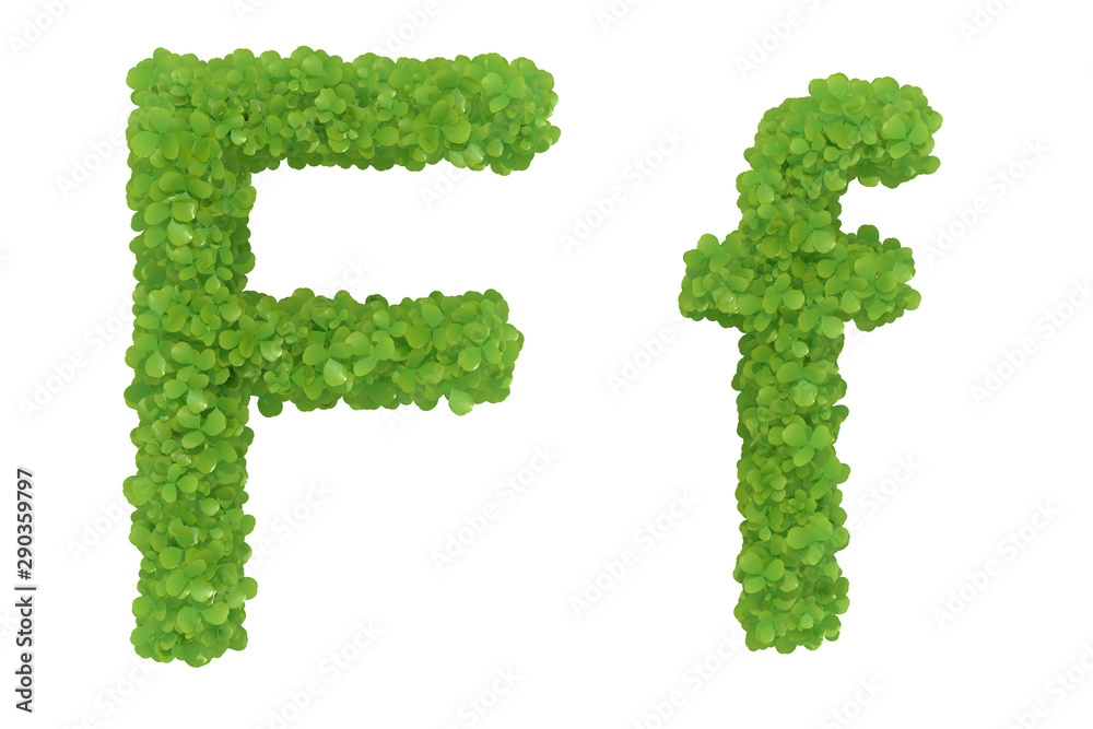 Letter F. Alphabet nature leaf font - 3D iIlustratión Letter F. Alphabet nature leaf font - 3D iIlustratión