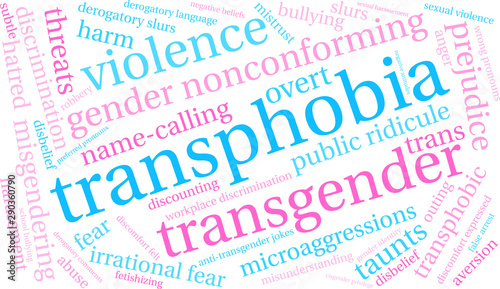 Transphobia Word Cloud on a white background. 
