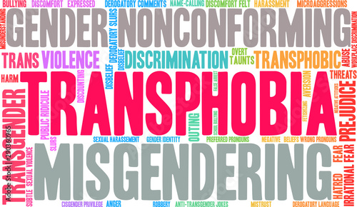 Transphobia Word Cloud on a white background. 